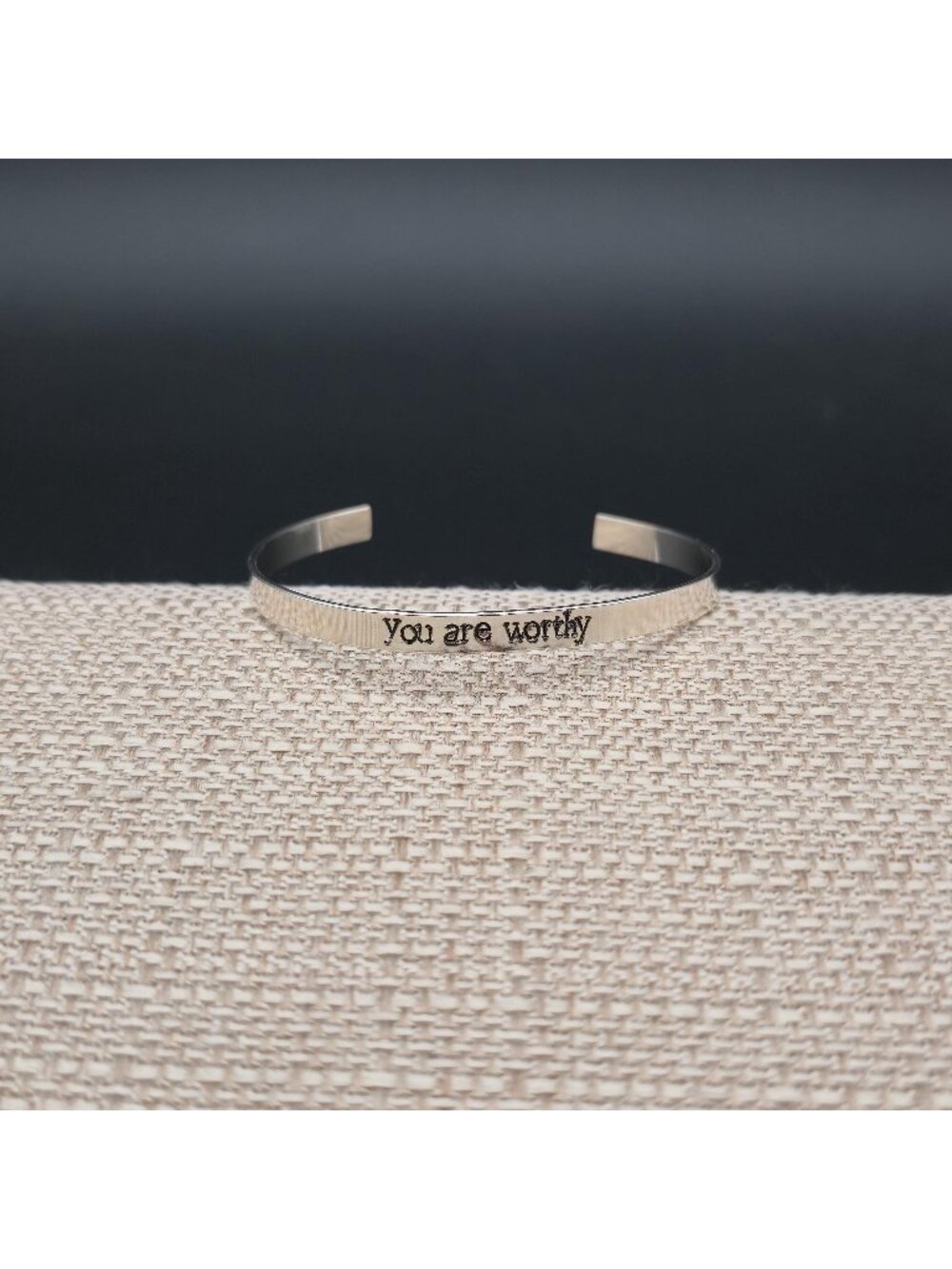6.5 Inch Sterling Silver You Are Worthy Engraved Motivational Cuff Bracelet B141